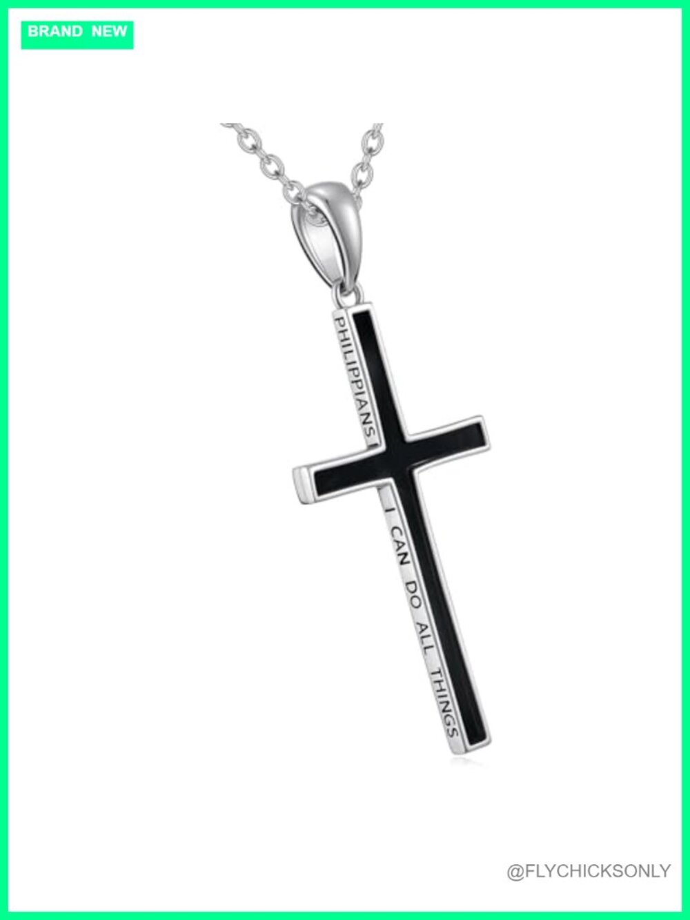 925 Sterling Silver Cross Necklace Philippians 4:13 Pendant Bible Verse Gift